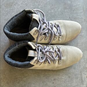 Cole Haan Cream and Gray Ankle Boots